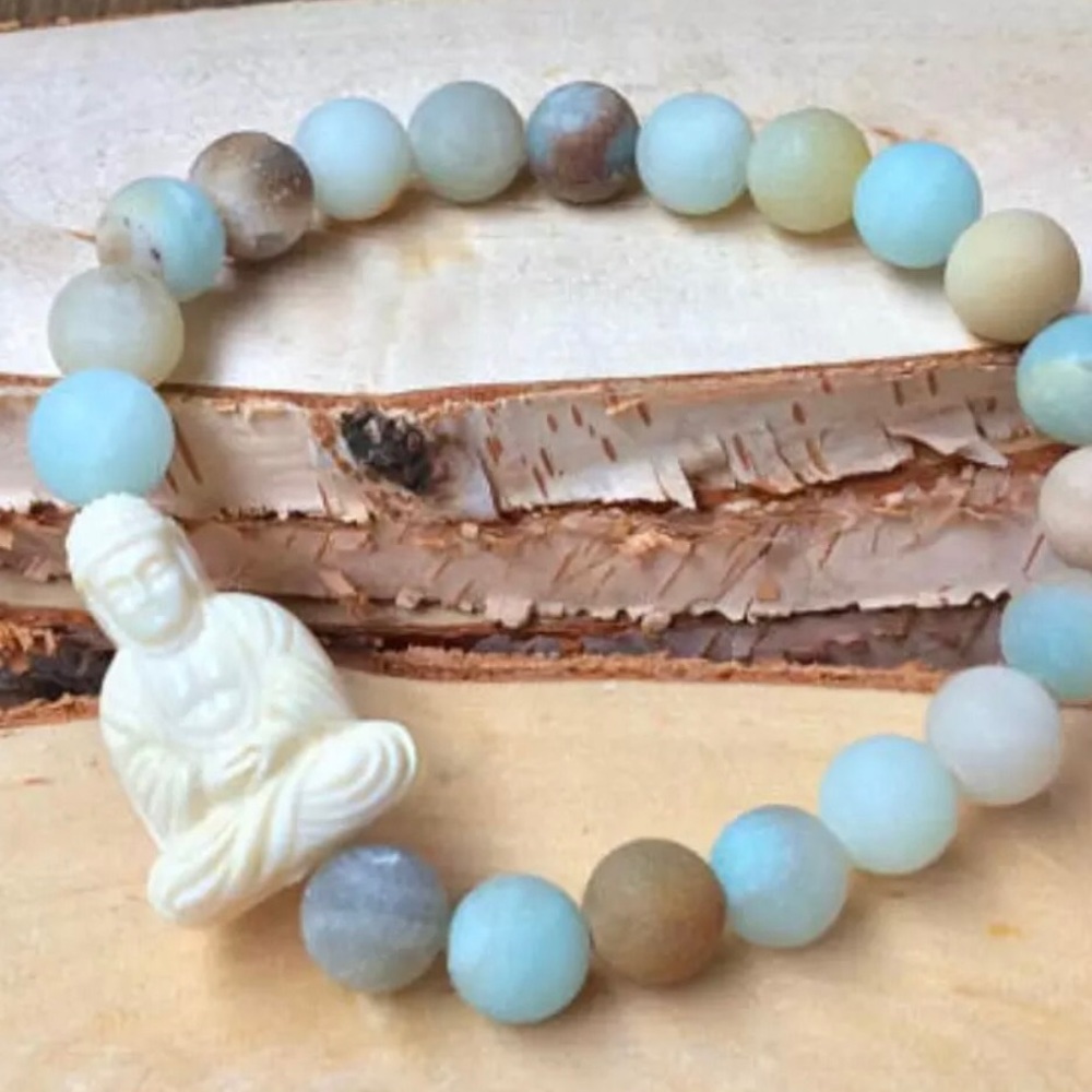 Amazonite gemstone Buddha bracelet